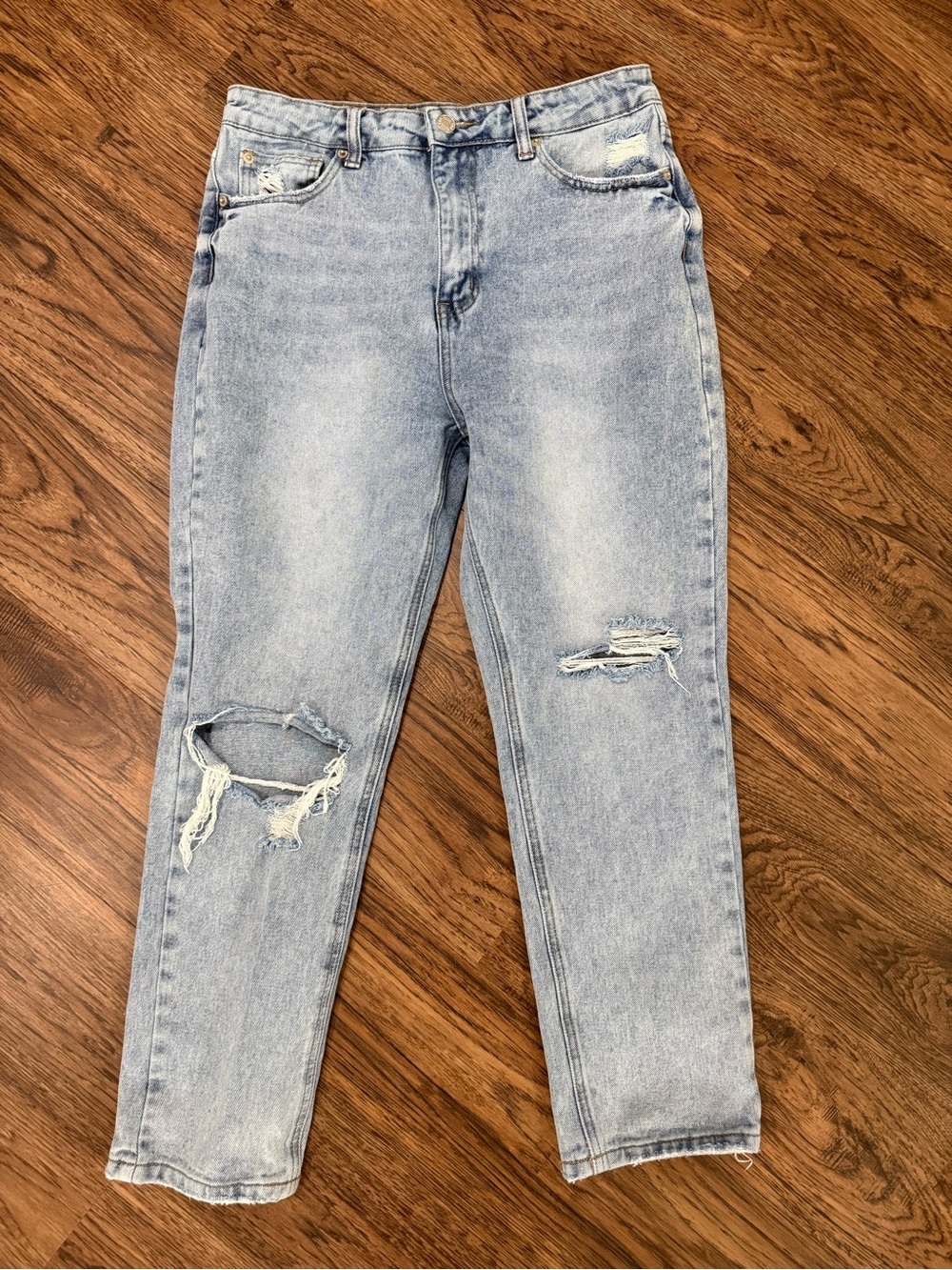 High-Rise Light Blue Distressed Cropped Jeans for Women